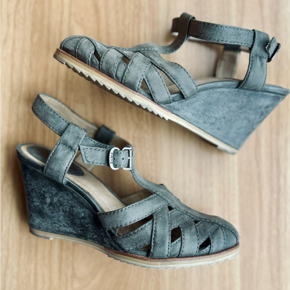 frye gray maye fisherman wedge sandals size 7.5 - Picture 3 of 11